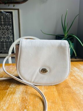 Etienne Aigner White Leather Crossbody Saddle Bag